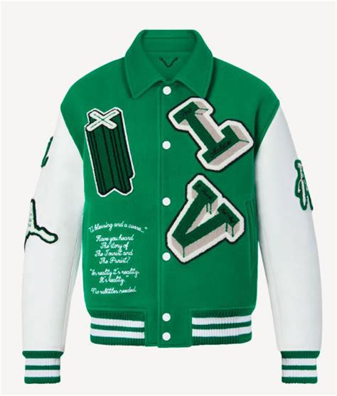 louis vuitton college jacke grün|Louis Vuitton Varsity Leather Jacket Green Men's.